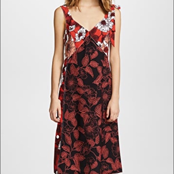 Warm NY Dress Ruby Day Midi Floral V Neck Bow - Picture 1 of 8
